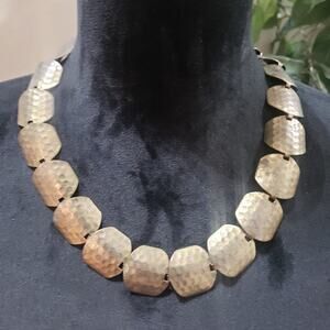 Womens Fashion Bronze Tone Curved Round Panel Choker Necklace w/ Lobster Clasp